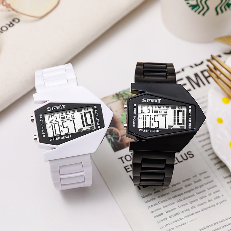 Kids Educational Watch - นาฬิกาเครื่องบินกีฬาเด็กอเนกประสงค์นาฬิกาอิเล็กทรอนิกส์แสงกลางคืนที่เรียบง่าย