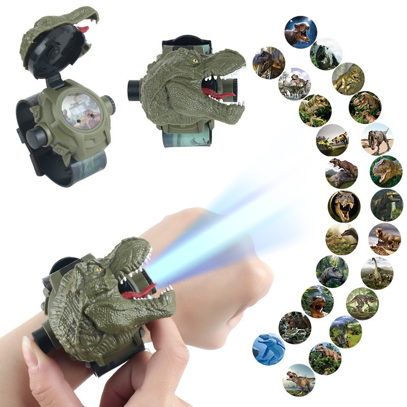 Kids Educational Watch - เด็กไดโนเสาร์โปรเจคเตอร์นาฬิกาการ์ตูนไดโนเสาร์รูปแบบนาฬิกาโปรเจคเตอร์โปรเจคเตอร์บนข้อมือของเล่นเพื่อการศึกษาเด็กชายหญิง