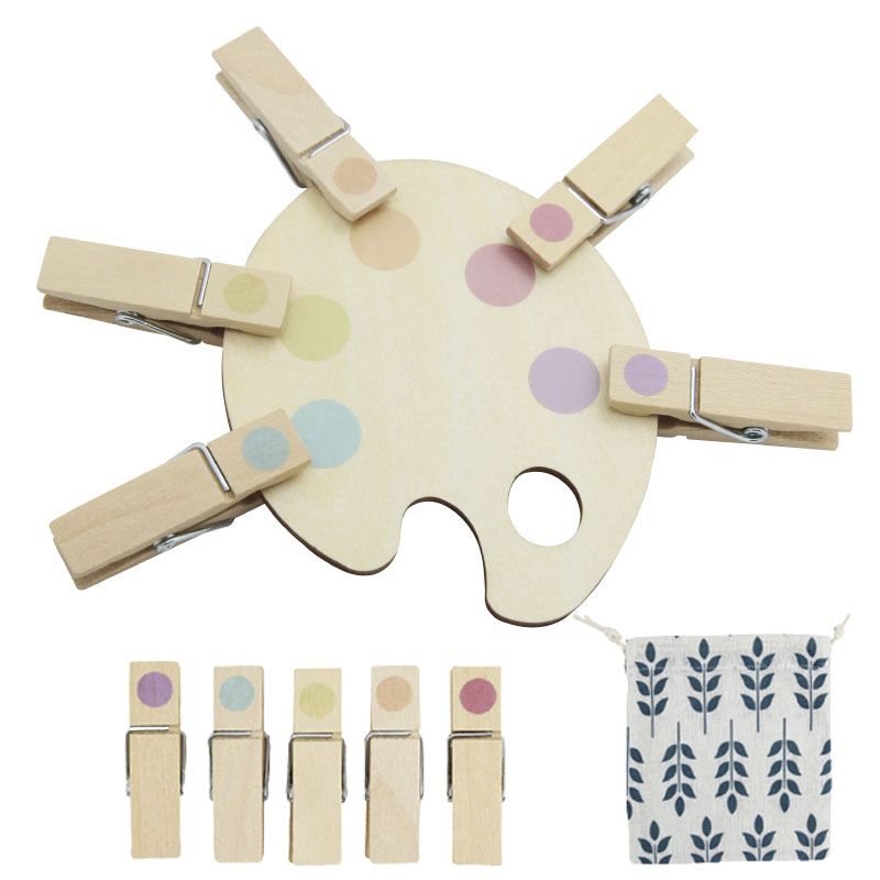 Montessori Shelf Toy - Mini Montessori Visual Sensory ของเล่นคลิปไม้การจับคู่สีปริศนา Fine
