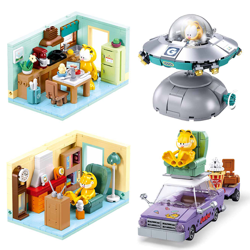 Kids Education Shows - 2024 sluban The Garfield Show บล็อกตัวต่อโมเดลการ์ตูนอนิเมะภาพยนตร์การ์ตูนชุดตุ๊กตาแมวตัวต่อของเล่นสำหรับเด็กของขวัญ