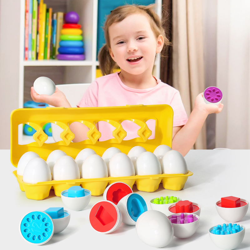 Montessori Shelf Toy - ไข่สกรู 3D ปริศนา Montessori การเรียนรู้การศึกษาคณิตศาสตร์ของเล่นเด็กรูปร่าง Match