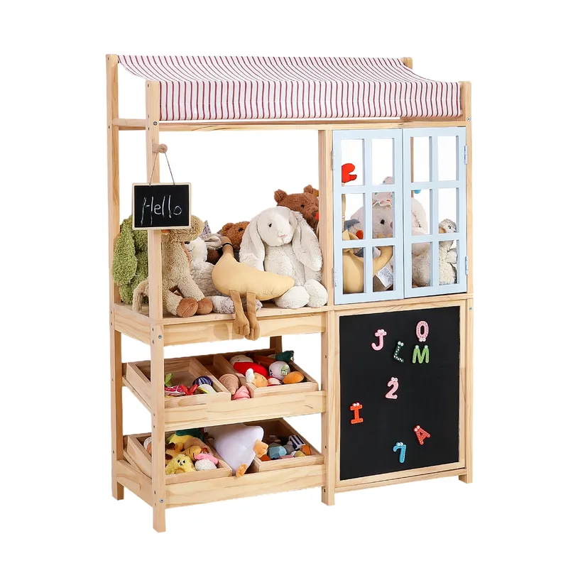 Montessori Shelf Toy - ชั้นวางของเล่นเด็กไม้เนื้อแข็ง ชั้นวางของเล่นมอนเตสซอรี่สำหรับห้องเด็ก ชั้นวางของตกแต่งพื้น