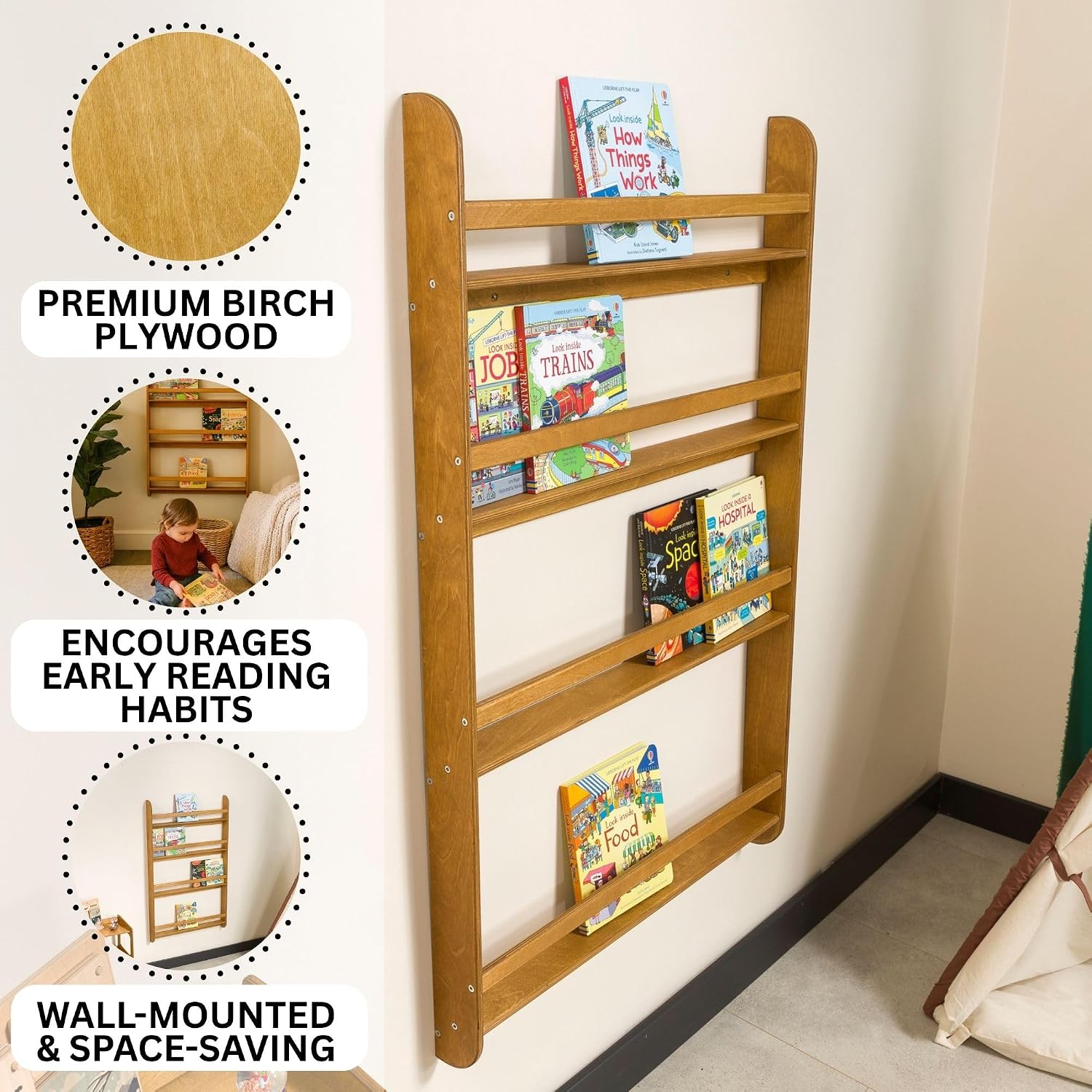 ชั้นวางหนังสือติดผนังแบบมอนเตส - Montessori Shelf Toy บทวิจารณ์และราคา