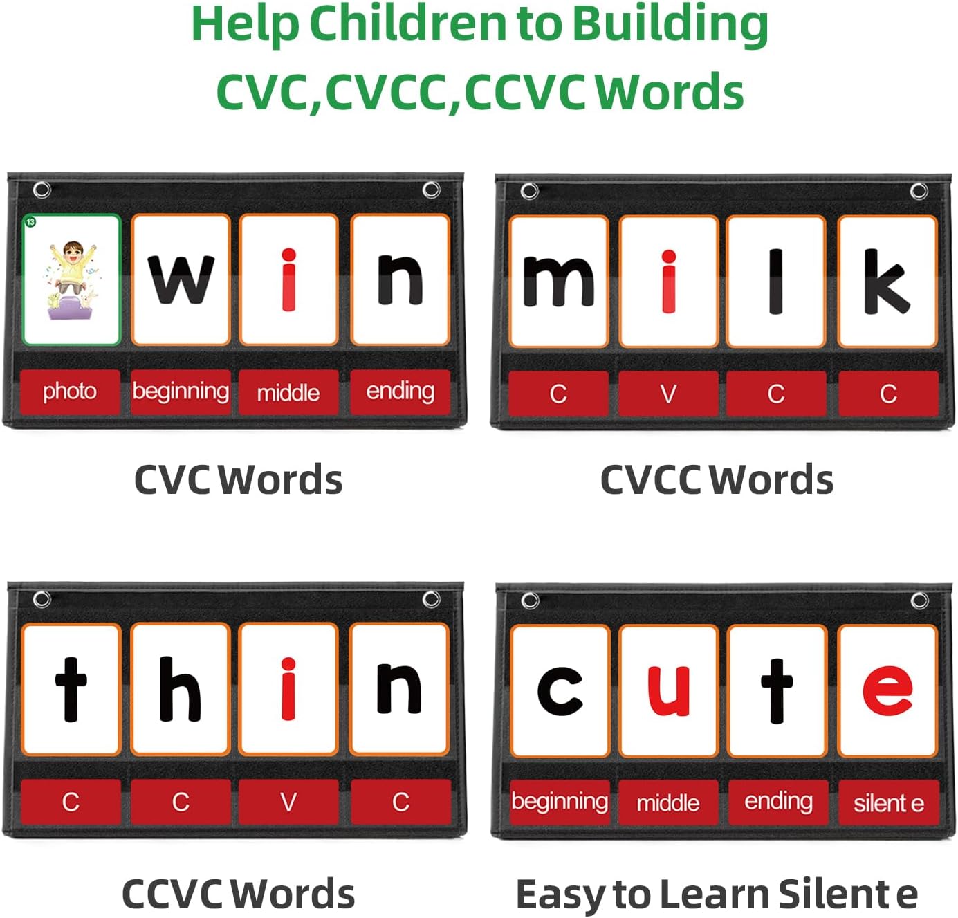 แผนภูมิพ็อกเก็ตอาคารคํา CVC พร - Phonics Card Game บทวิจารณ์และราคา
