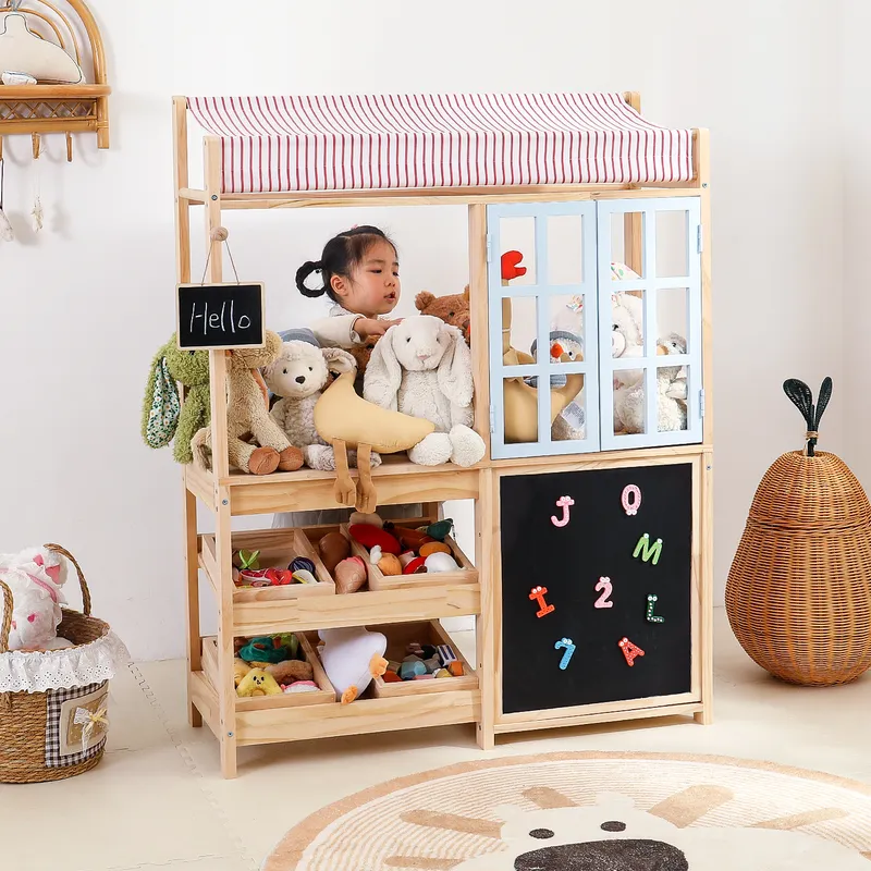 ชั้นวางของเล่นเด็กไม้เนื้อแข็ง - Montessori Shelf Toy บทวิจารณ์และราคา