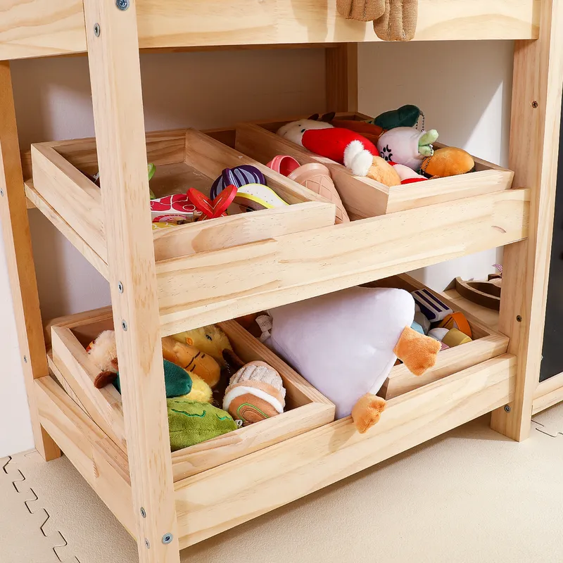 ชั้นวางของเล่นเด็กไม้เนื้อแข็ง - Montessori Shelf Toy บทวิจารณ์และราคา